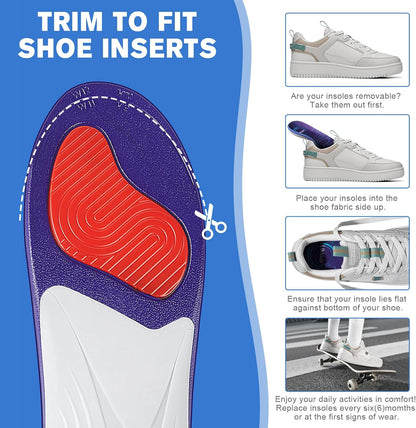 Heavy Duty Support Pain Relief Orthotics for Plantar Fasciitis, High Arch Support Insoles for Men Women, Flat Feet Orthotic Inserts, Anti-Fatigue Shoe Inserts for Work Boots, Standing Jobs