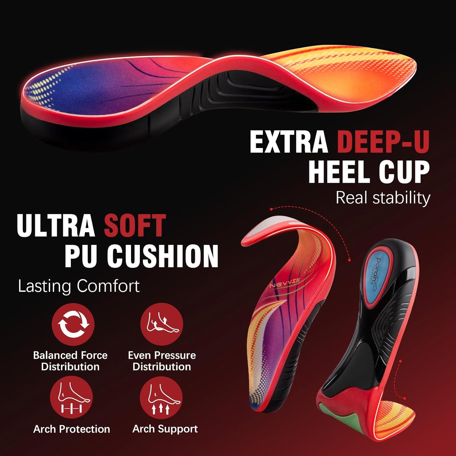 Plantar Fasciitis High Arch Support Insoles for Men & Women - for Flat Feet & Achilles Tendonitis, 240 Lb Heavy Duty Work Boot Insoles with Shock Absorption & Arch Pain Relief - XL