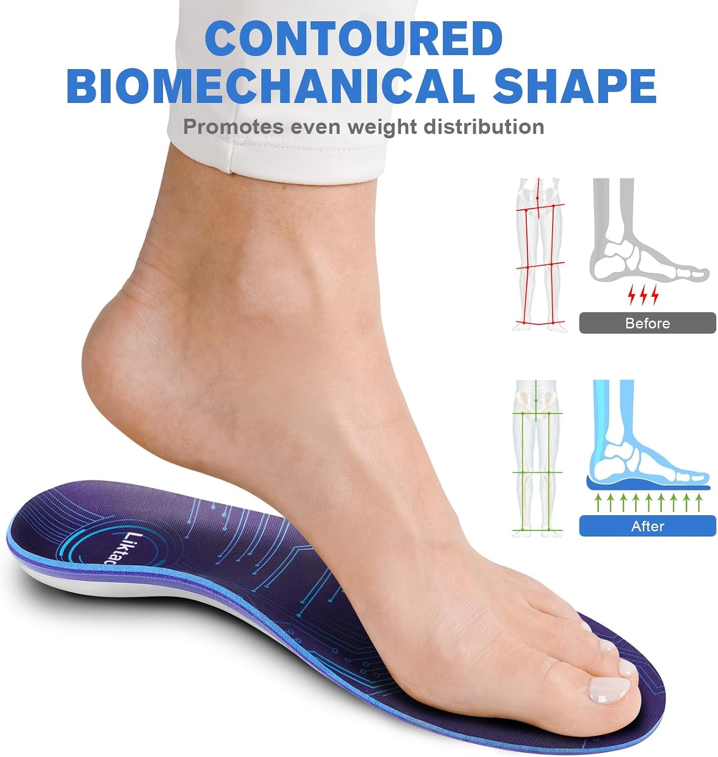 Heavy Duty Support Pain Relief Orthotics for Plantar Fasciitis, High Arch Support Insoles for Men Women, Flat Feet Orthotic Inserts, Anti-Fatigue Shoe Inserts for Work Boots, Standing Jobs