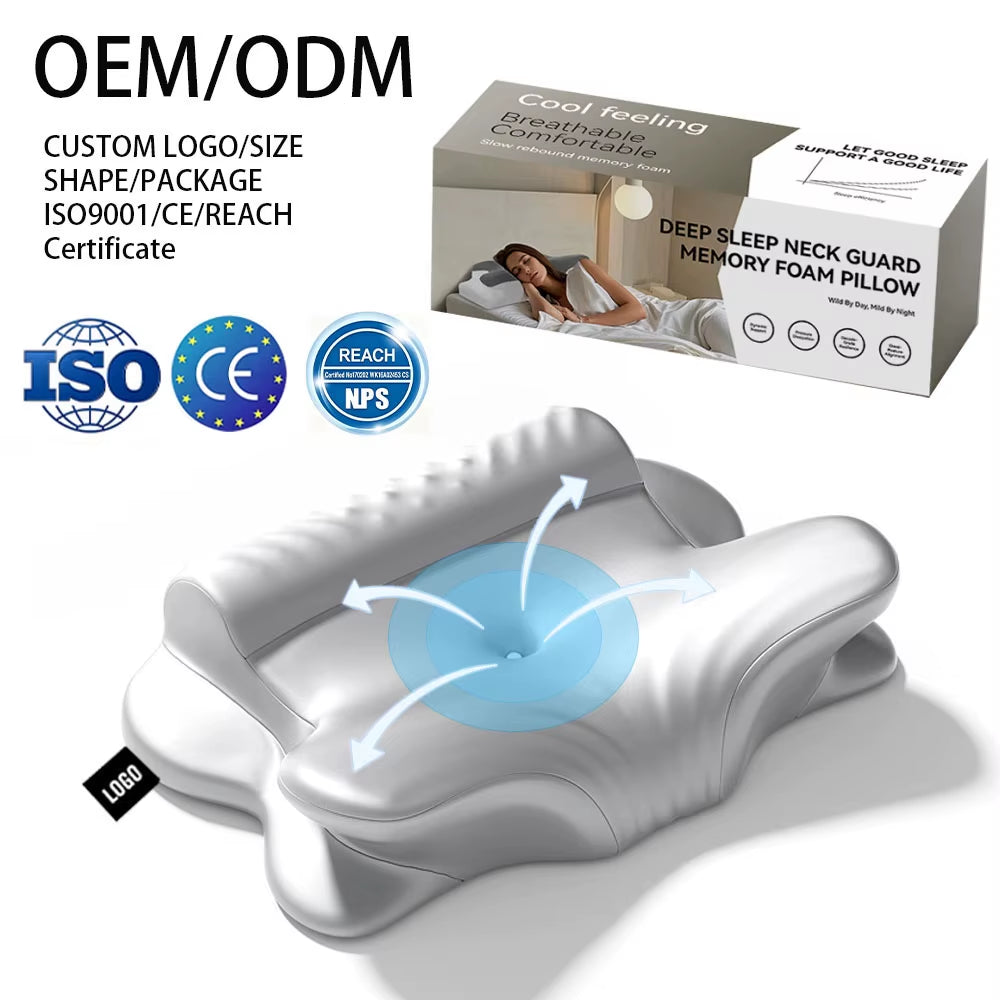Butterfly-Shaped Cervical Memory Foam Pillows Ergonomic Memory Foam Pillow Removable Multi-Functional Sleeping Traction Pillow